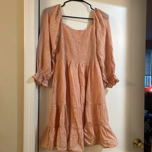 Bella Ella Boutique Peachy Pink Smocked Mini Dress - Picture 4 of 5